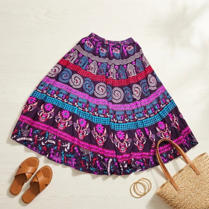 Printed long Cotton Skirt - Image 7