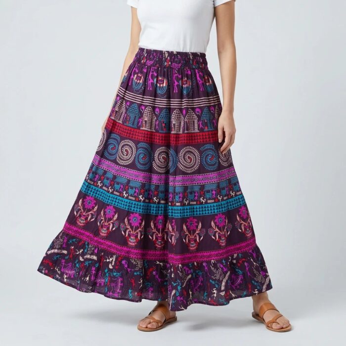 Printed long Cotton Skirt - Image 4