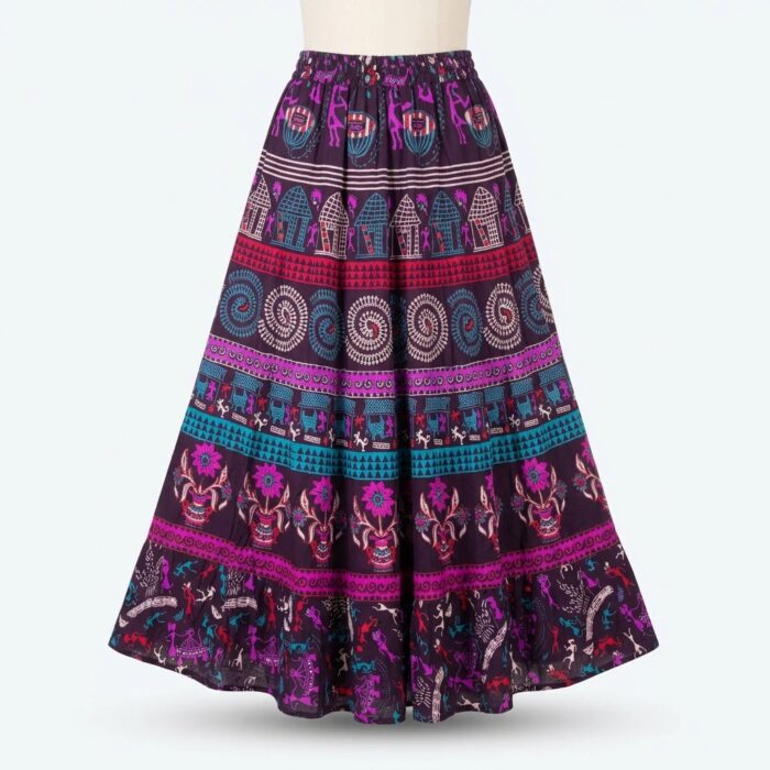 Printed long Cotton Skirt - Image 5