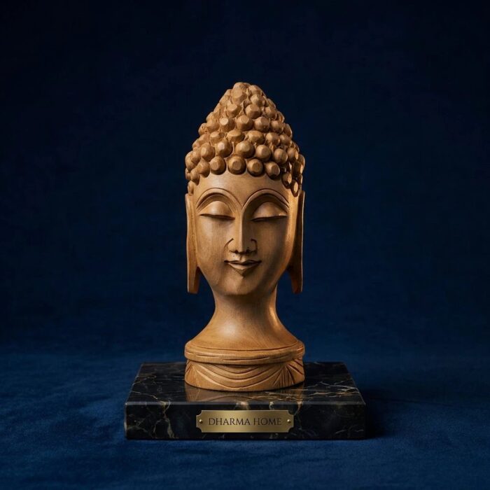 Hand carved wooden Buddha face statue – 5 Inch - Image 5