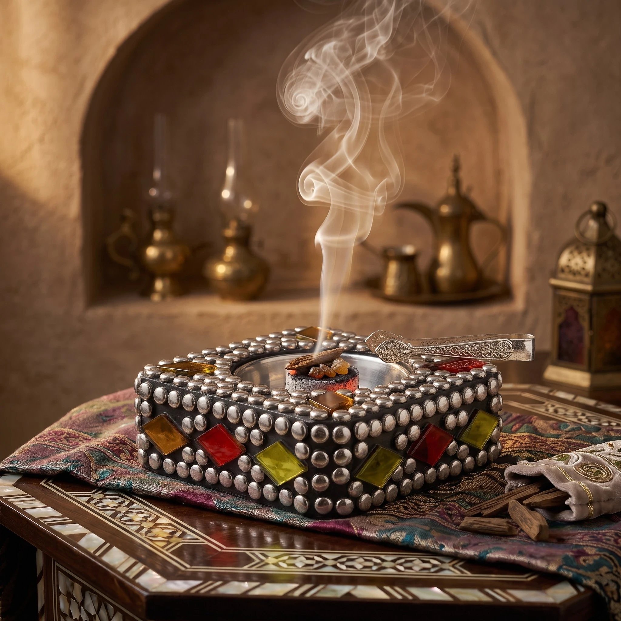 Wooden Bakhoor Burner Handcrafted Wooden Mosaic Bakhoor Burner