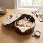 Wooden Roti Box with Decorative Lid