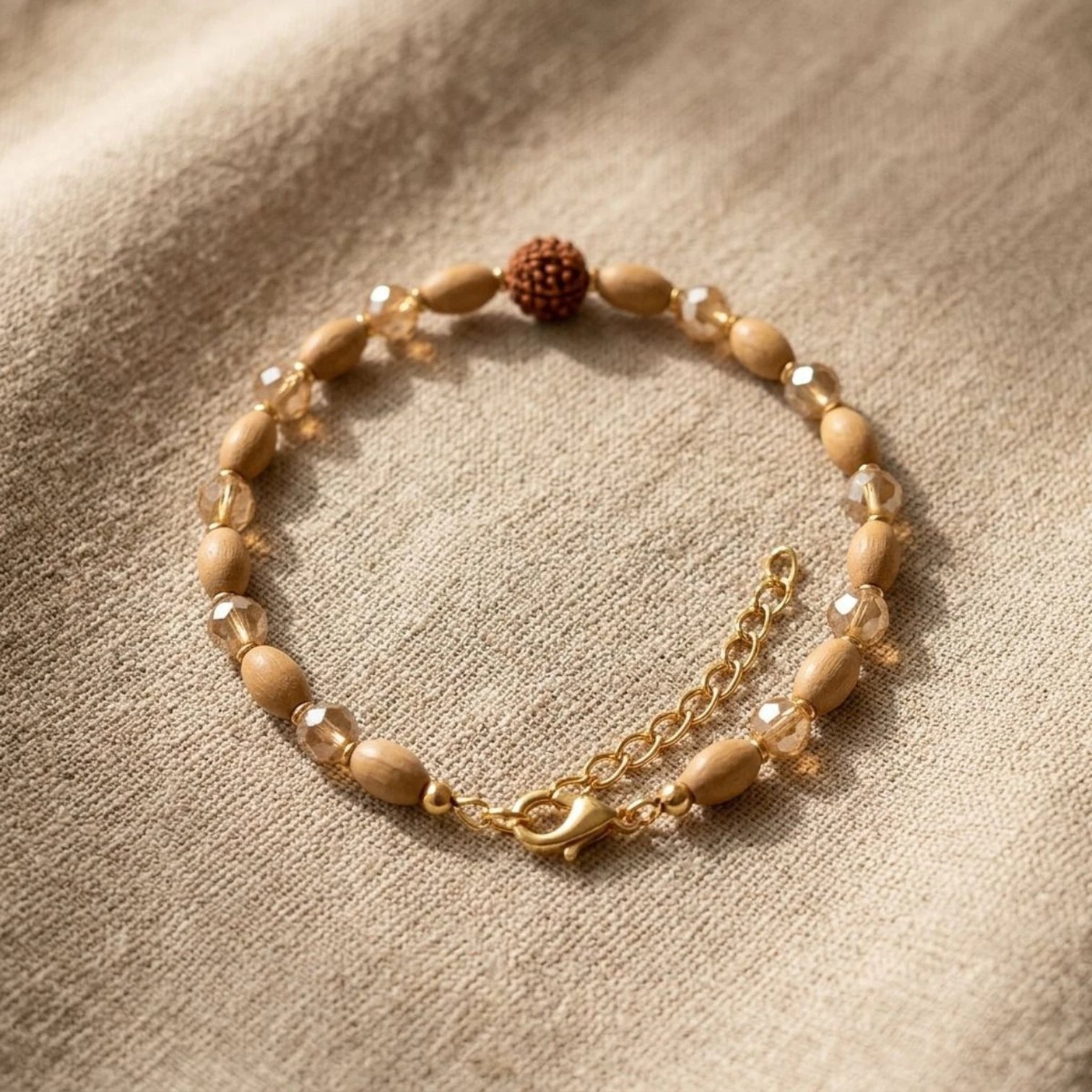 02_beige_linen (1).webp Chandan with Rudraksha Bracelet - Image 1