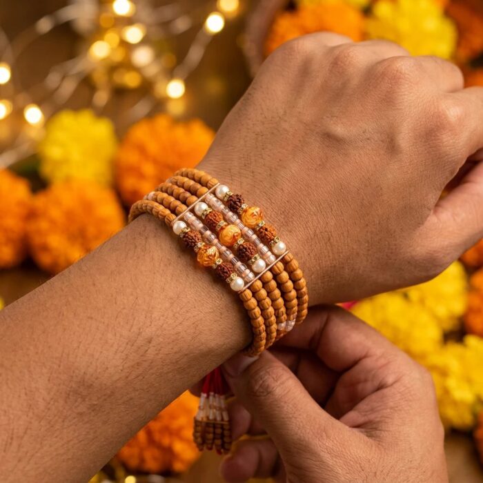 Chandan Rakhi Bracelet - 5 line - Image 2