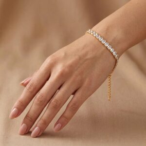 Slim Gold plated Cz stone bracelet for women
