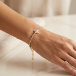 Slim Gold plated Bracelet for women with CZ stone