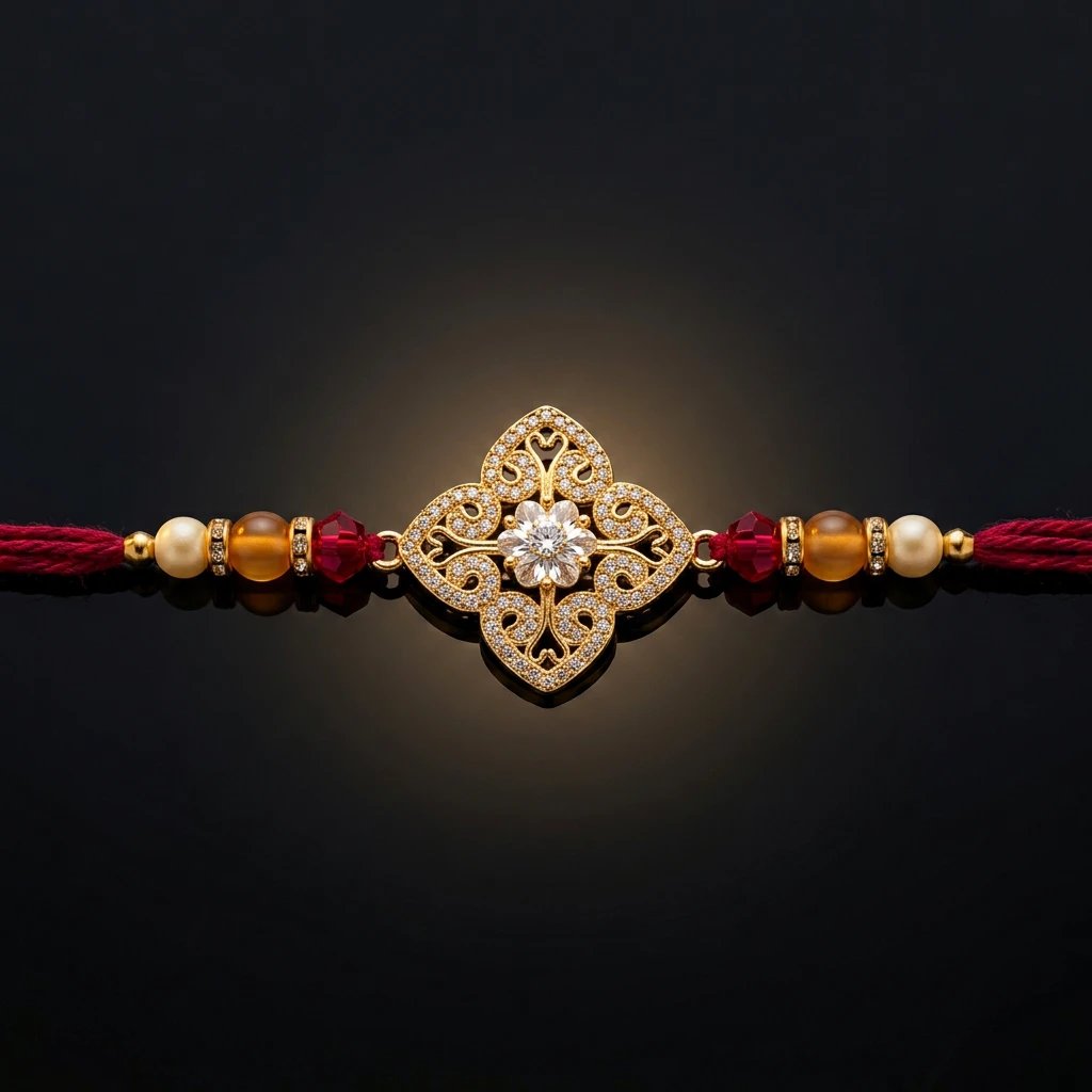 Elegant Rakhi for Brother in Canada Designer AD Stone Rakhi for brother in Canada
