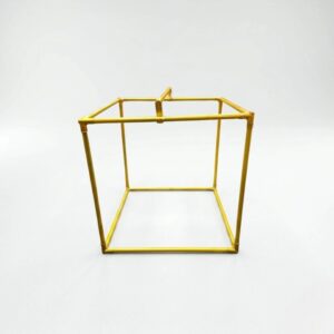 Bare 24 inch gold metal cubic backdrop stand for Ganpati decoration