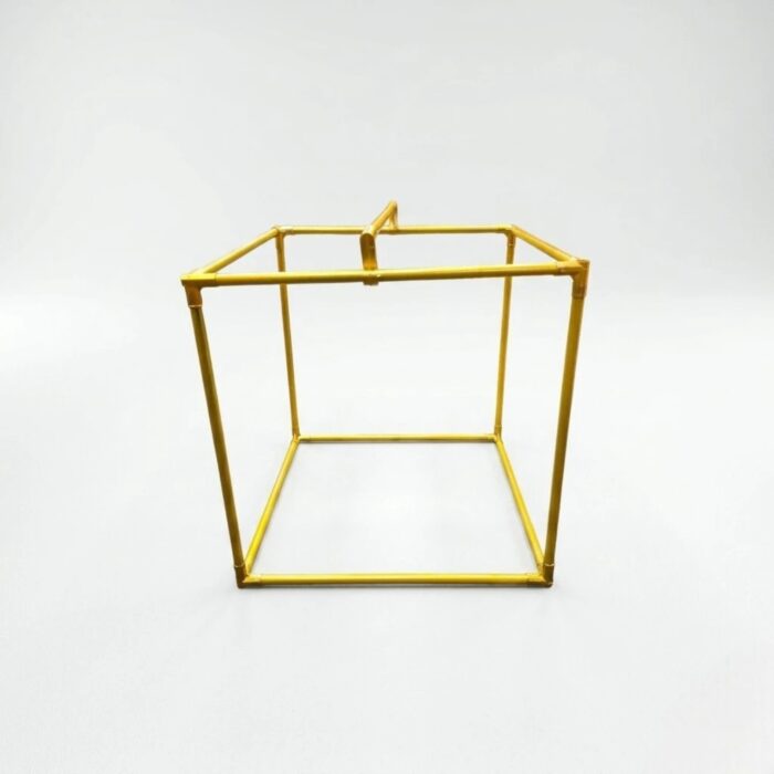 Bare 24 inch gold metal cubic backdrop stand for Ganpati decoration
