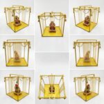 Multi-angle view of a 15 inch Ganpati backdrop stand styled for Ganesh Chaturthi