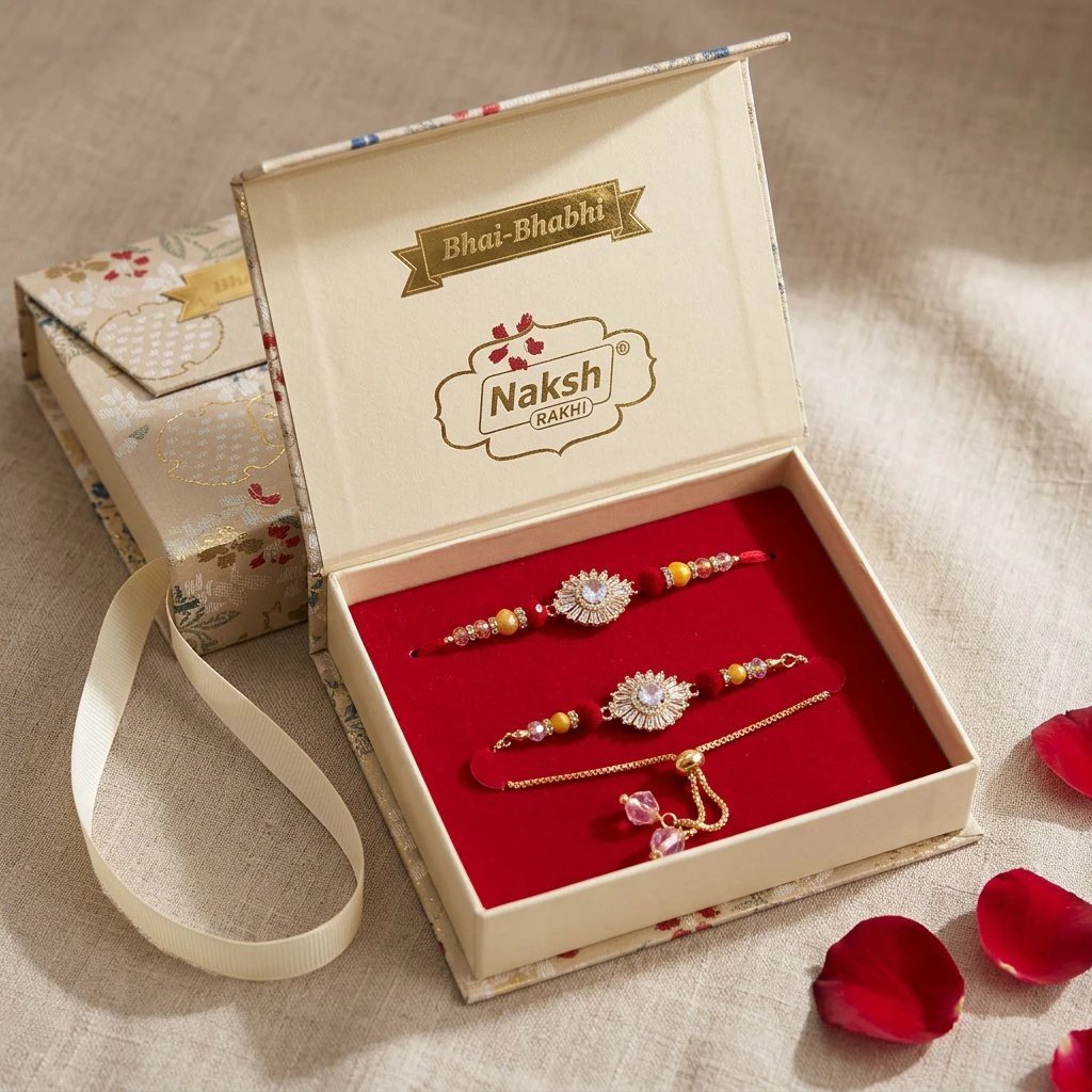 2026/08/204352.jpg Bhai Bhabhi Rakhi combo - Premium Rakhi Set - Image 1