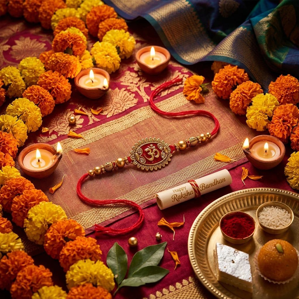 2026/08/204375.jpg Auspicious Om Rakhi - Image 1