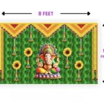 8 feet x 5 Feet Ganesh Backdrop Curtain