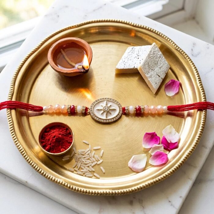 AD stone Rakhi | Premium Gold Plated Rakhi - Image 5