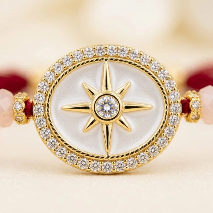 AD stone Rakhi | Premium Gold Plated Rakhi - Image 3