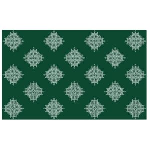 Green Kolam (Kollam) backdrop 8x5 ft with white rangoli pattern on deep green for housewarming and Pooja