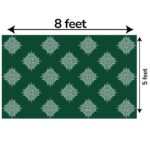 Full 8x5 ft green Kolam backdrop curtain with traditional white muggu rangoli for Seemantham baby shower decoration