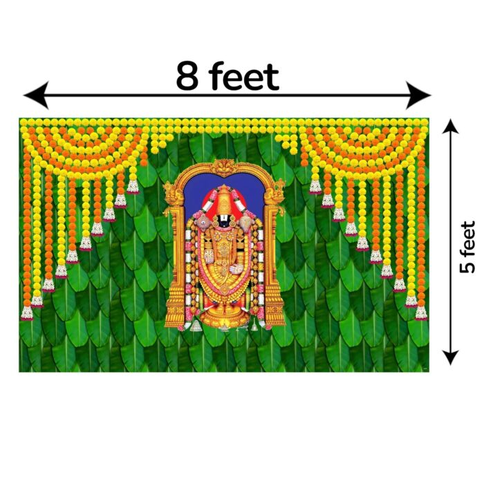 Dimensions of Balaji Marigold Backdrop - 8×5 ft Printed Curtain | Indian Background Decoration