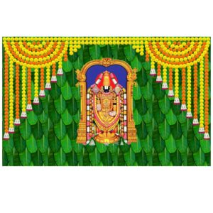 Balaji Marigold Backdrop - 8×5 ft Printed Curtain | Indian Background Decoration
