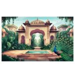 Royal fort backdrop curtain 8x5 ft with palace arches and heritage design for royal theme wedding decor