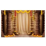 Floral mandap backdrop 8x5 ft printed curtain with all-over floral design for pooja and baby shower decor