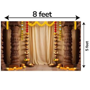 Dimensions of Floral mandap backdrop hung on stand at wedding and pooja setup 8x5 ft — ships from Halifax, Canada