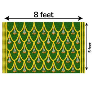 Dimensions of green backdrop with marigold for mandap backdrop 8x5 ft