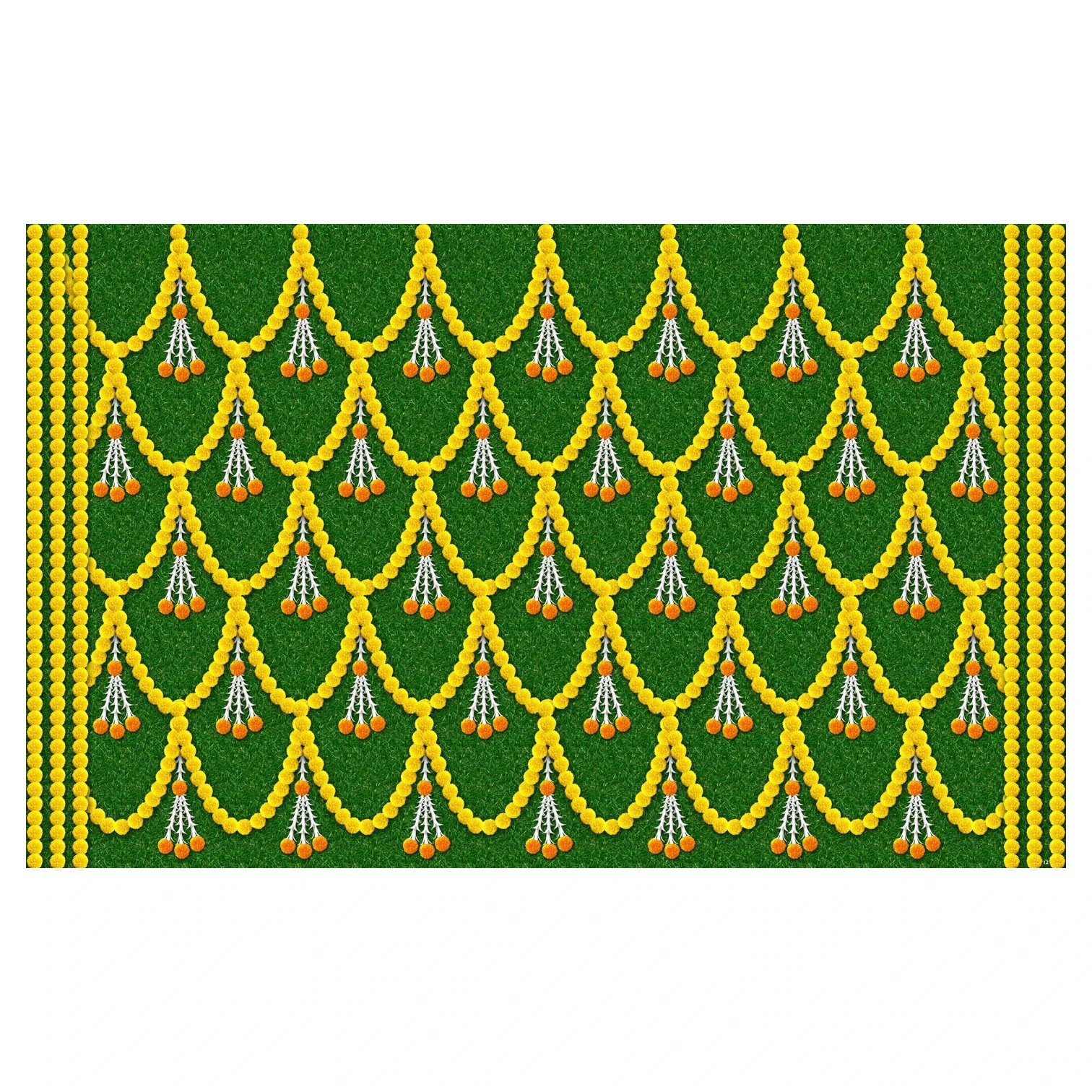 Marigold with green grass Backdrop Marigold floral mandap backdrop 8x5 ft printed curtain