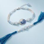 Slim Bhai Rakhi and Bhabhi lumba Set - Blue