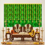Banana Leaves with Marigold Strings Mandap Backdrop - 8x5 ft - Image 2