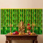 Banana leaves with marigold strings mandap backdrop 8x5 ft