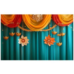 Modern blue backdrop curtain 8x5 ft with contemporary blue design for wedding reception and party decor