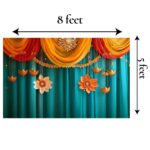 Dimensions of the blue backdrop for festival decoration - 8ft x 5 ft