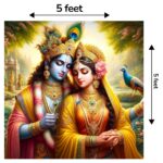 Full 5x5 ft Radha Krishna backdrop for home mandir, temple events and festive home decor