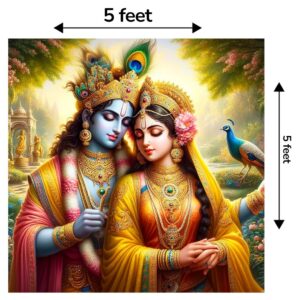 Full 5x5 ft Radha Krishna backdrop for home mandir, temple events and festive home decor
