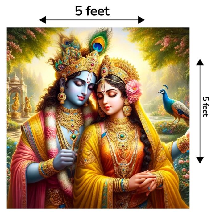 Full 5x5 ft Radha Krishna backdrop for home mandir, temple events and festive home decor