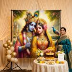 Radha Krishna printed curtain 5x5 ft for wedding stage and Radha Ashtami pooja decoration