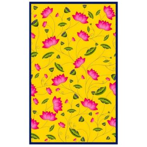 Yellow lotus backdrop 8x5 ft printed curtain with lotus design for pooja and wedding decor