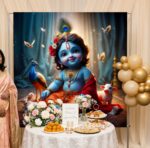 Baby Shower setup with Krishna backdrop