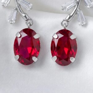 Ruby Red - Chrome finish Party wear earrings