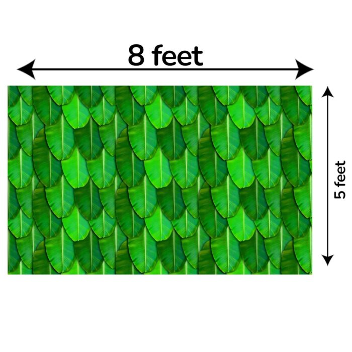 Full 8x5 ft plain banana leaves backdrop curtain with green Kele Patta for Satyanarayana Pooja and housewarming mandap