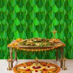 Plain banana leaves backdrop for Onam Sadhya decoration 8 ft wide — Vazhai Ilai green mandap for Kerala Onam feast