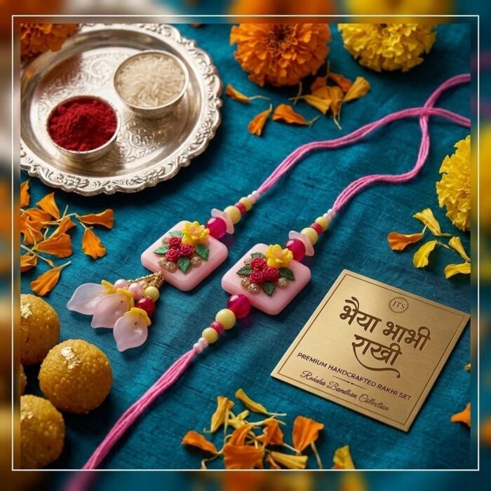 Bhai Bhabhi Rakhi combo | Bhai Rakhi and Bhabhi Lumba Rakhi set - Image 2