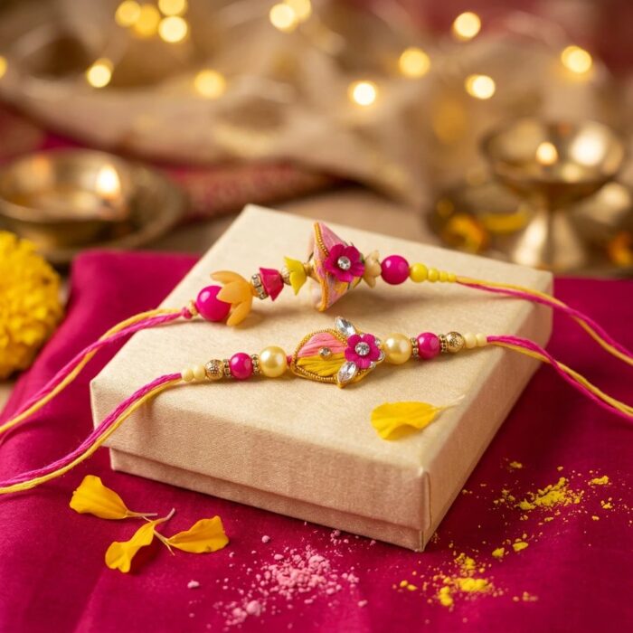 Bhaiya and Bhabhi Rakhi - Slim Bhai Bhabhi Rakhi set - Image 2