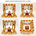 Four-angle view of a 24 inch Ganpati backdrop stand styled for Ganesh Chaturthi