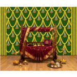 Marigold mandap backdrop at cradle ceremony 8x5 ft — festive decor for baby shower and pooja
