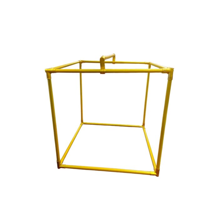 Bare 24 inch gold metal cubic backdrop stand for Ganpati decoration
