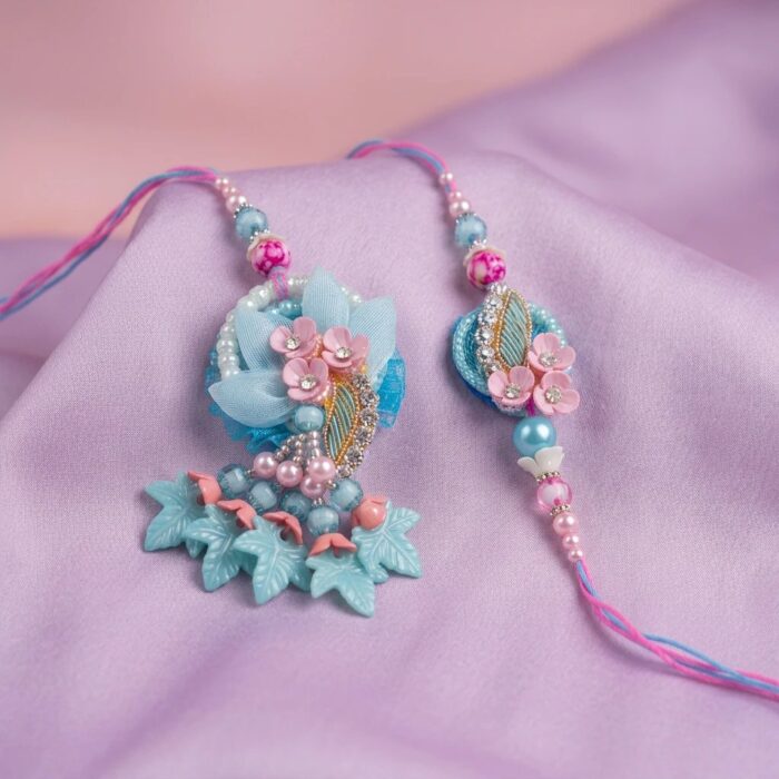 Matching Pastel color Bhaiya Rakhi and Bhabhi Lumba Rakhi