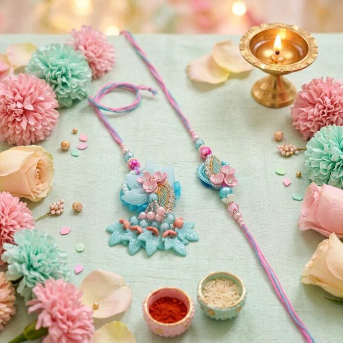 Coordinated Bhai Bhabhi Rakhi set for Raksha Bandhan gifting