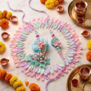 Trending Pastel color Bhaiya and Bhabhi Rakhi combo